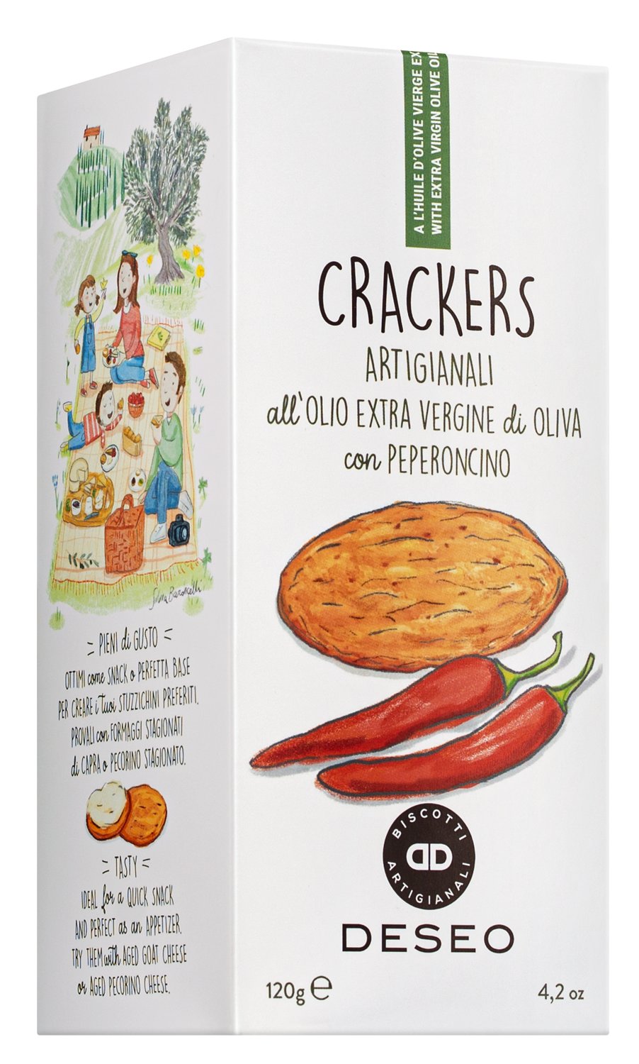 Deseo Crackers all'olio con peperoncino Cracker mit Chili 120g